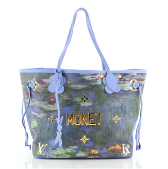 Louis Vuitton Neverfull NM Tote Limited Edition Jeff Koons Monet Print Canvas mm Blue