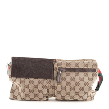 Gucci Vintage Double Belt Bag GG Canvas