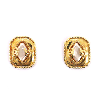Chanel Vintage Clip-On Earrings Metal with Faux Pearl