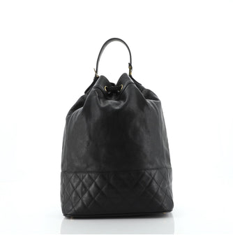 Chanel Vintage Drawstring Backpack Quilted Caviar Medium