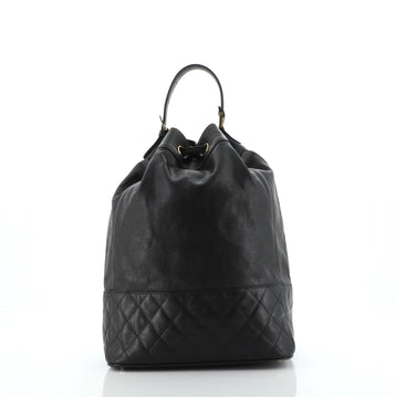 Chanel Vintage Drawstring Backpack Quilted Caviar Medium