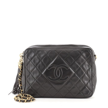 Chanel Vintage Diamond CC Camera Bag Quilted Leather Medium