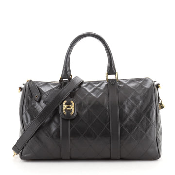 Chanel Vintage Diamond Stitch Boston Bag Quilted Lambskin Medium