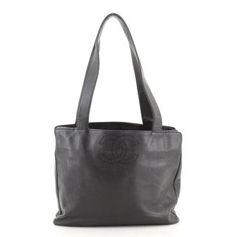 Chanel Vintage CC Logo Tote Leather Large