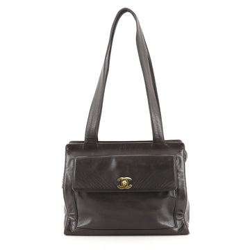 Chanel Vintage Front Pocket Shoulder Bag Leather Medium
