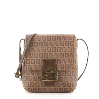Fendi Vintage Flap Crossbody Bag Zucchino Coated Canvas Small