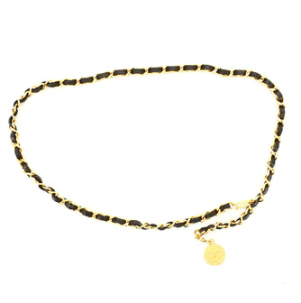Chanel Vintage Medallion Chain Belt Metal and Leather