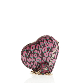 Leopard leather heart coin purse