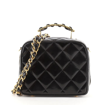 Chanel Vintage Chain Lunch Box Bag Quilted Patent Small