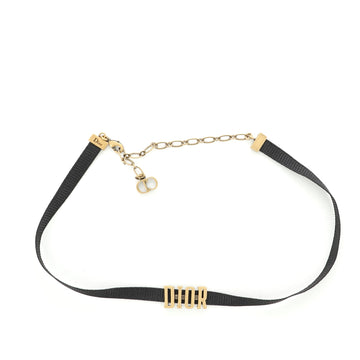 Christian Dior Dior Choker Necklace Grosgrain Ribbon and Metal