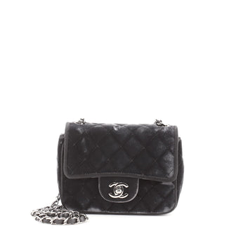 Chanel Square Classic Single Flap Bag Quilted Velvet Mini