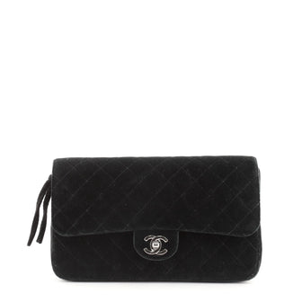 Chanel Vintage Classic Flap Backpack Quilted Velvet Medium