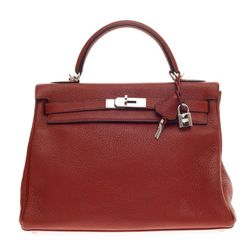Hermes Kelly Rouge H Fjord with Palladium Hardware 35