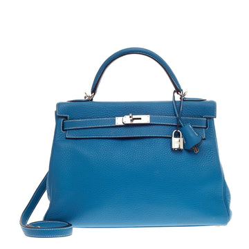 Hermes Kelly Blue Jean Togo with Palladium Hardware 32
