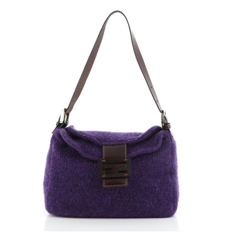 Fendi Flap Shoulder Bag Wool with Leather Medium