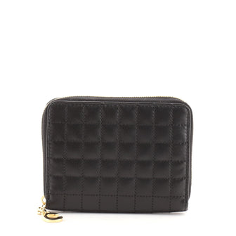 Celine C Charm Zip Around Wallet Quilted Leather Compact
