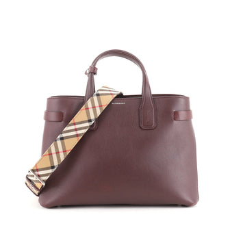 Burberry Banner NM Convertible Tote Leather with Vintage Check Canvas Small