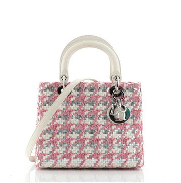 Christian Dior Lady Dior Bag Woven Leather with Tweed Medium