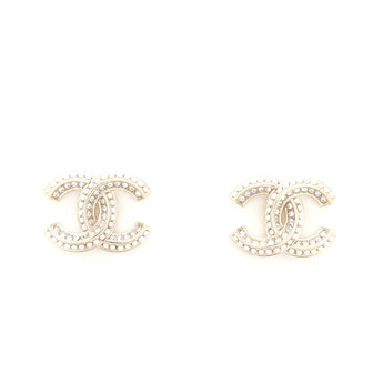 Chanel CC Stud Faux Pearl Embellished Metal