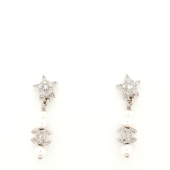 Chanel Star CC Dangle Crystal Embellished Metal and Faux Pearls
