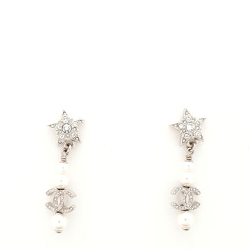 Chanel Star CC Dangle Crystal Embellished Metal and Faux Pearls
