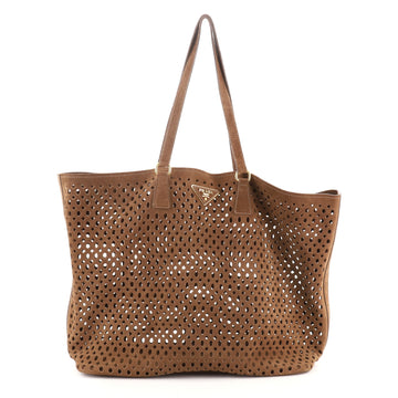 Prada Open Tote Perforated Suede Medium