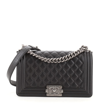 Chanel Boy Flap Bag Quilted Lambskin Old Medium