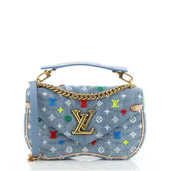 Louis Vuitton New Wave Chain Bag Monogram Embroidered Quilted Denim MM