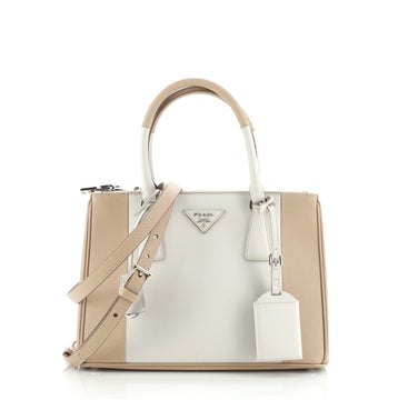 Prada Bicolor Double Zip Lux Tote Saffiano Leather Small