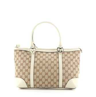 Gucci Lovely Hearts Interlocking G Tote GG Canvas Small