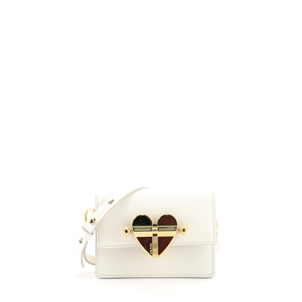 PRADA Saffiano Mini Crossbody Pouch White 1304304