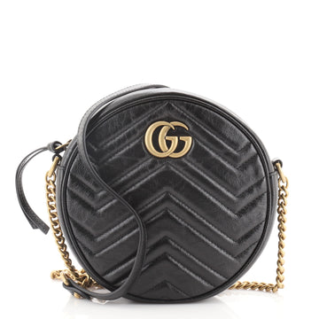 Gucci GG Marmont Round Shoulder Bag Matelasse Leather Mini