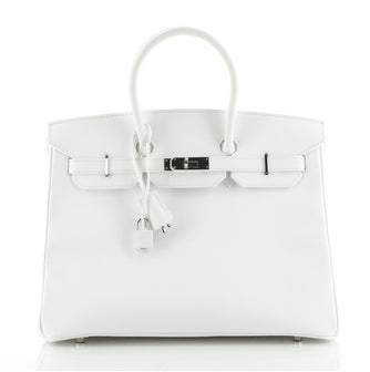 Hermes Birkin Handbag White Epsom with Palladium Hardware 35