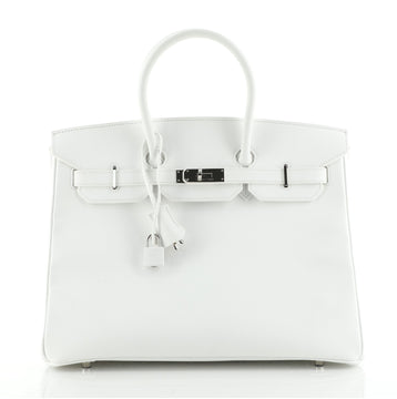 Hermes Birkin Handbag White Epsom with Palladium Hardware 35
