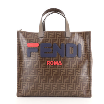 Fendi Mania Logo Shopper Tote Zucca Coated Canvas Large