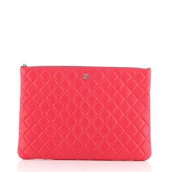 Chanel O Case Clutch Quilted Lambskin Large