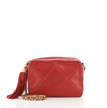 Chanel Vintage Diamond CC Camera Bag Quilted Leather Small