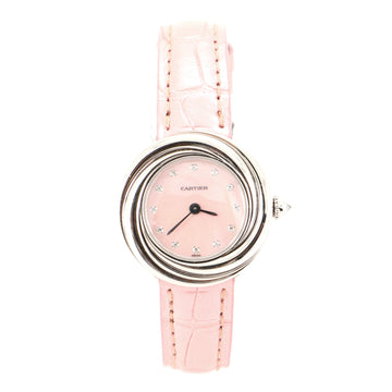 Trinity Quartz Watch White Gold and Alligator with Diamond Markers and Mother of Pearl 27