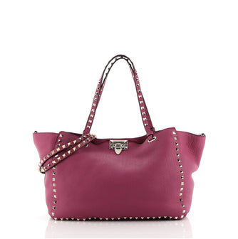 Valentino Rockstud Tote Pebbled Leather Medium