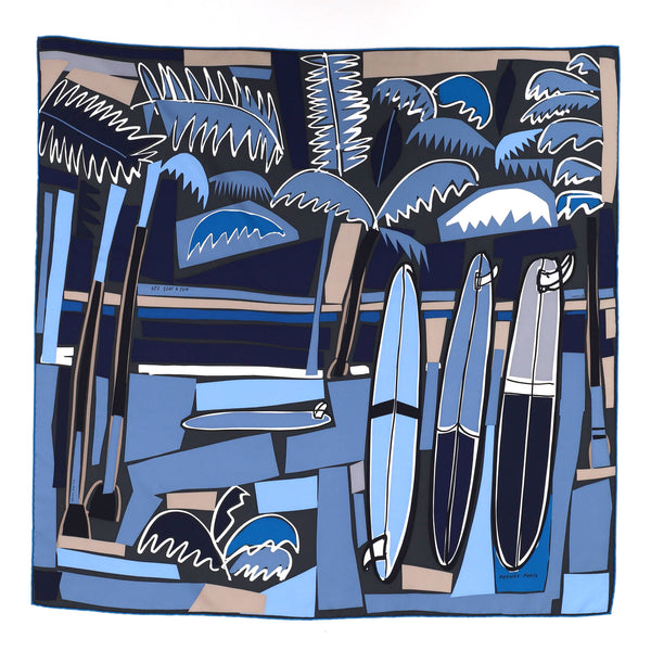 Hermes Sea Surf and Fun Scarf Printed Silk 90 62842