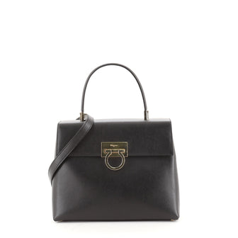 Salvatore Ferragamo Gancini Convertible Top Handle Bag Saffiano Leather Medium