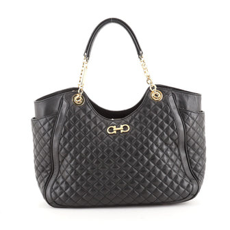 Salvatore Ferragamo Betulla Chain Tote Quilted Leather Medium