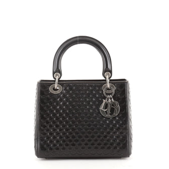 Christian Dior Vintage Lady Dior Bag Scalloped Leather Medium