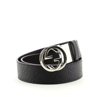 Gucci Interlocking G Reversible Belt Guccissima Leather Wide