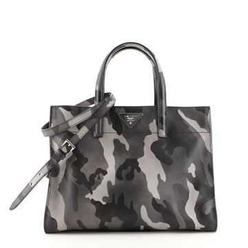 Prada Soft Triple Pocket Convertible Tote Camouflage Saffiano Leather