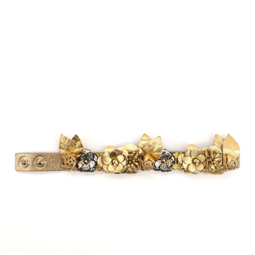 Chanel Flower Cuff Bracelet Leather with Applique