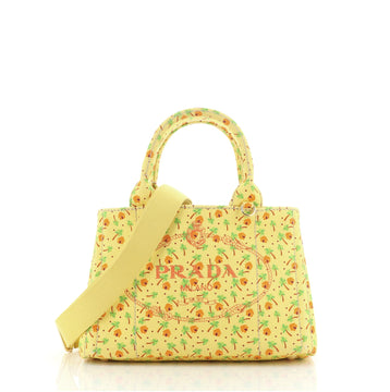 Prada Canapa Convertible Tote Printed Canvas Mini