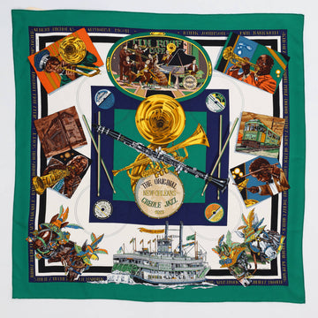 Hermes The Original New Orleans Creole Jazz Scarf Printed Silk 90