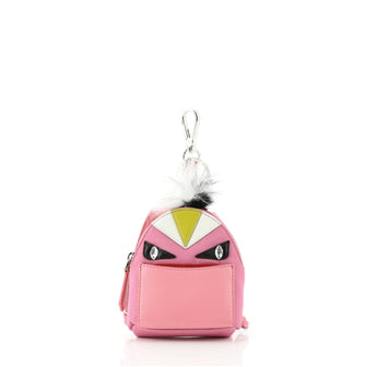 Fendi Monster Backpack Bag Charm Nylon and Leather Micro 62880