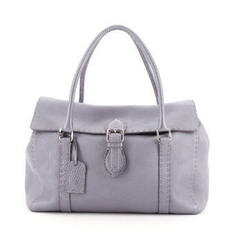 Fendi Selleria Linda Satchel Pebbled Leather Large